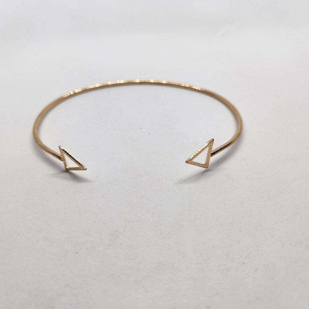 Arrow Bracelet Cuff Bangle Gold Tone Metal Open Circle Open Triangle